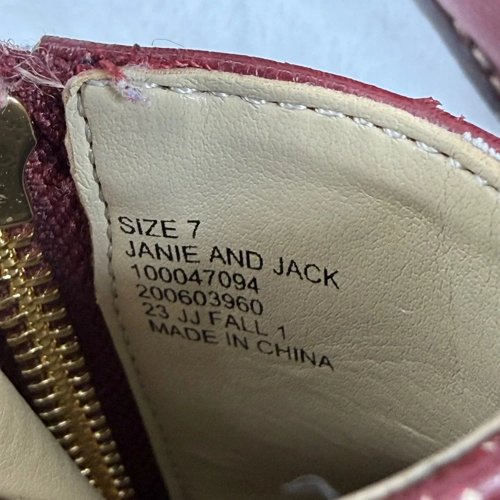 Janie and Jack Toddler Burgundy Red Bow Side Zip Ankle Boots Size 7 100047094‎